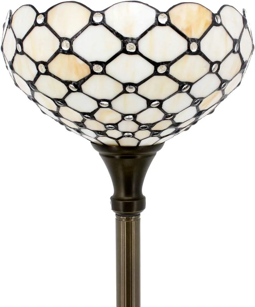 TUKO TUKO Tiffany Floor Lamp Cream Amber Stained Glass Bead 12x12x66 Inches S005 Series — product photo