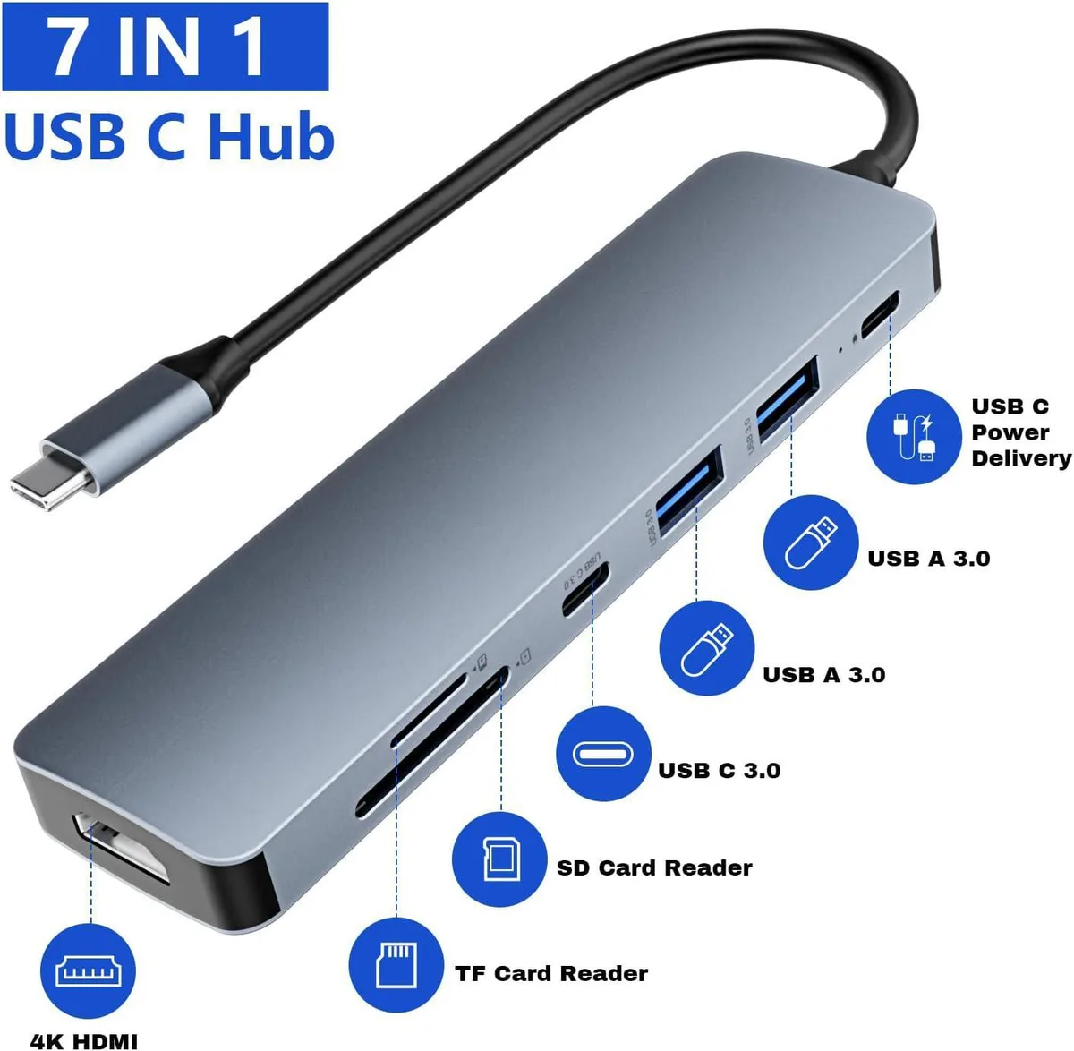 WRIARICH WRIARICH BYL-2121U3 7-in-1 USB-C Hub Gray — product photo