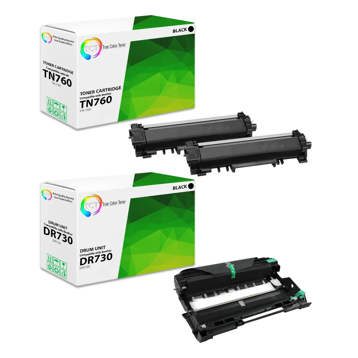 True Color Toner True Color Toner TN760 2-pack &amp; DR730 drum unit — product photo