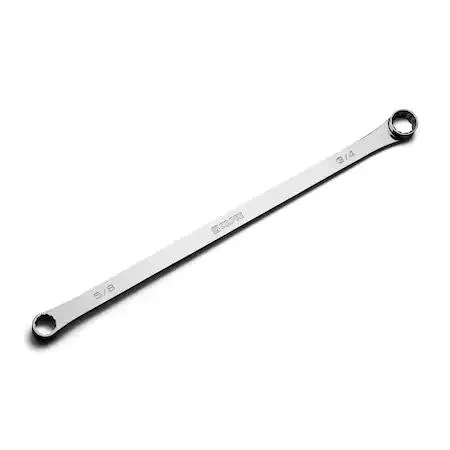 Extra-long double box-end wrench with polished chrome finish