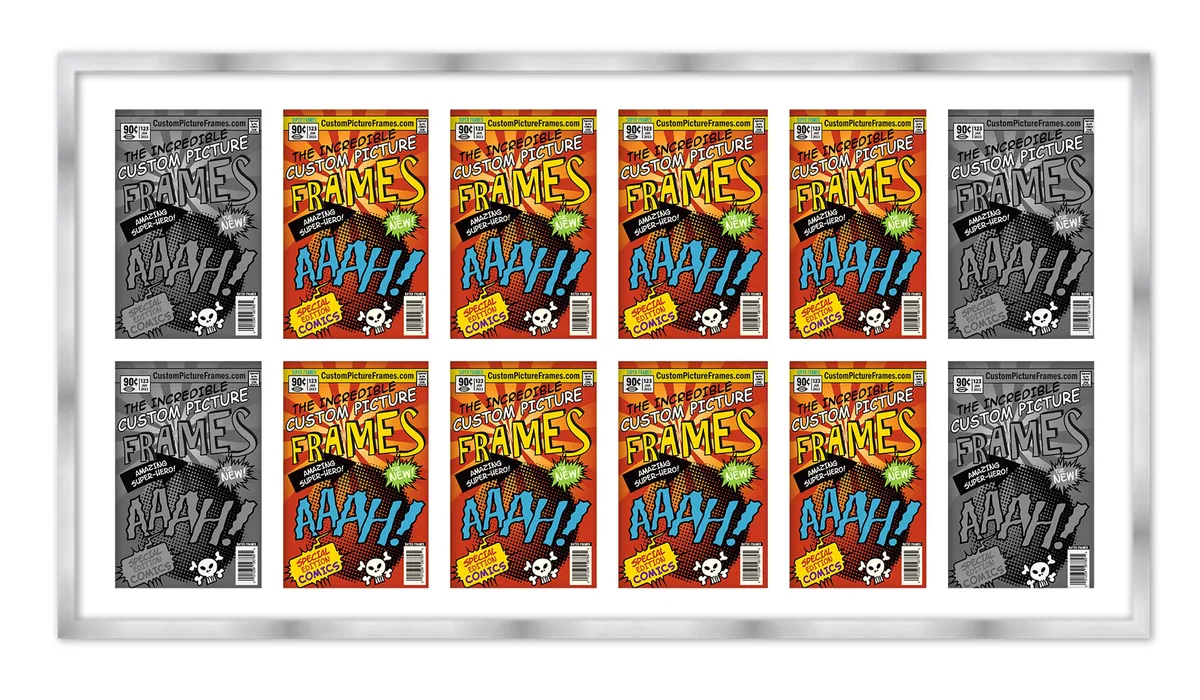 CustomPictureFrames.com CustomPictureFrames.com 12 Comic Book Frame Silver Collage 51x24.5 home accent — product photo