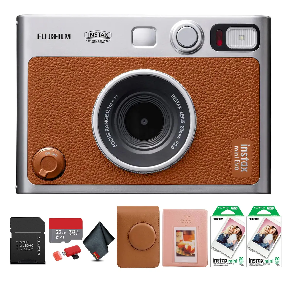FUJIFILM FUJIFILM Instax Mini EVO Hybrid Film Camera Brown with 40 Film and Accessories — product photo
