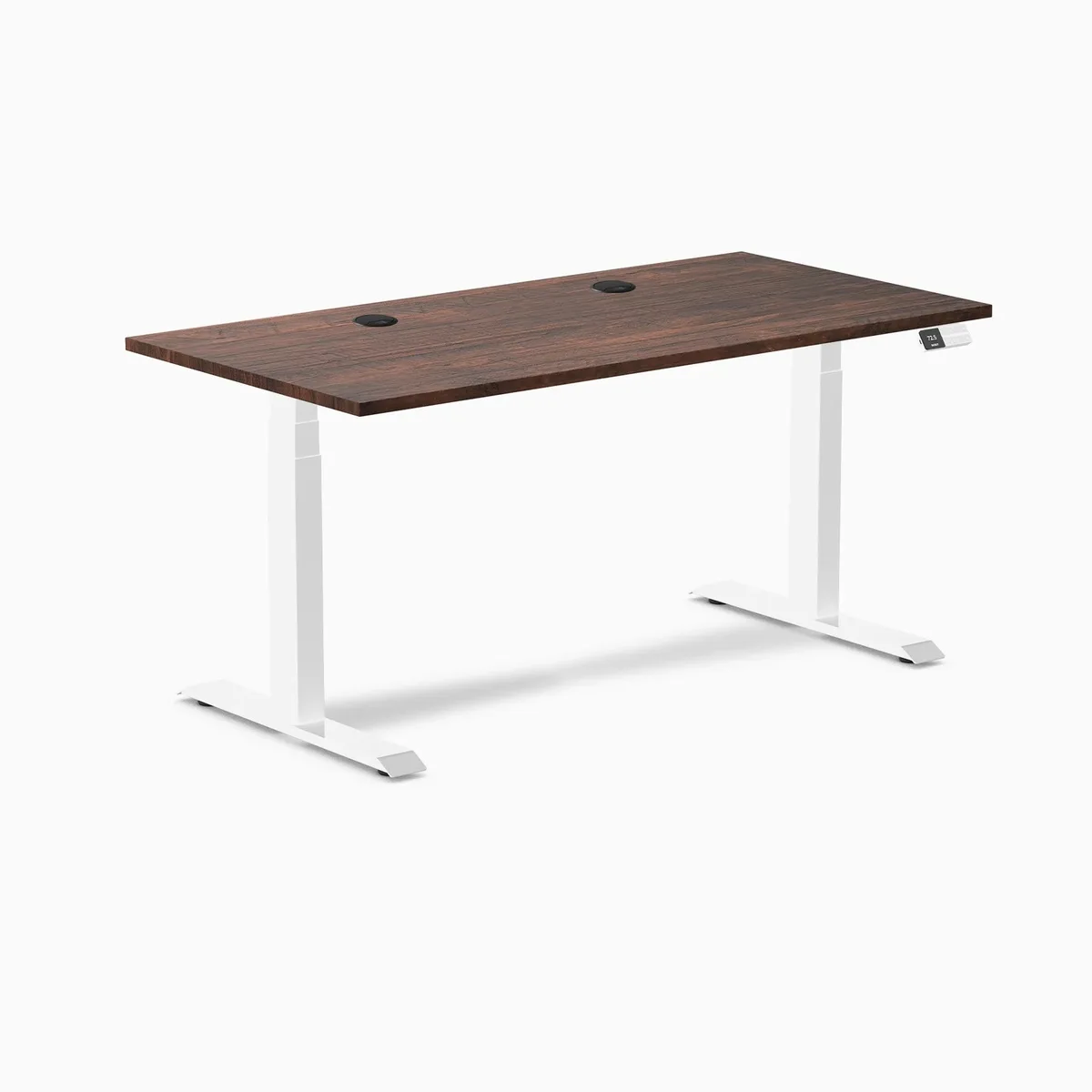 Desky Desky Dual Softwood Sit Stand Desk American Rustic Pine 60 x 30 inches Grommets White office furniture — product photo