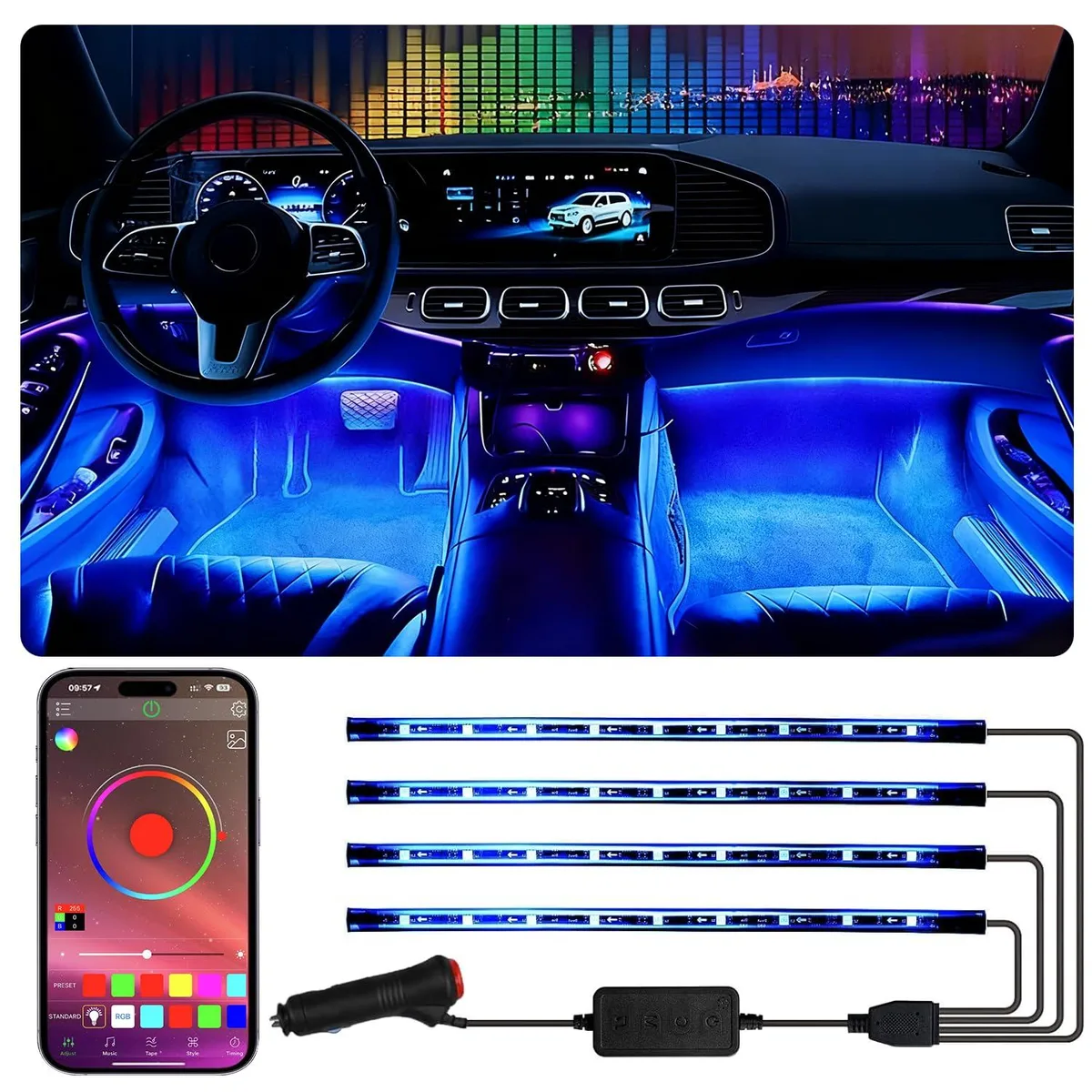 Footwell LED Strip 72 LEDs 12V App Music Sync Automotive Specialty Lighting — product photo