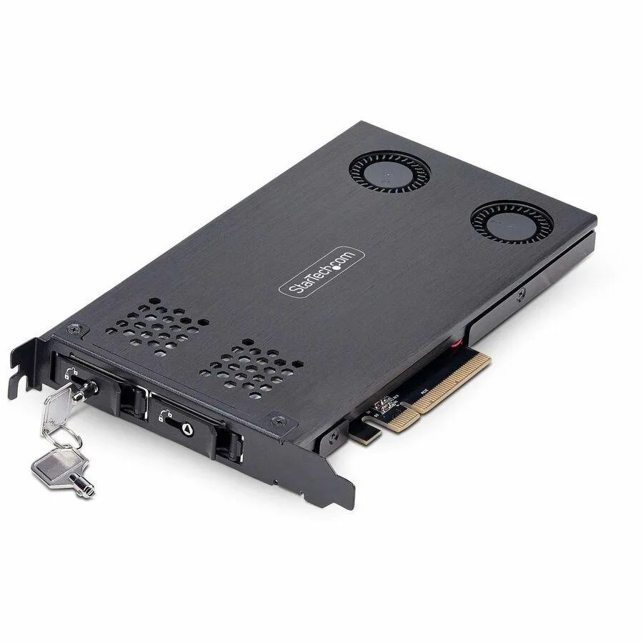 STARTECH STARTECH 2M2-REMOVABLE-PCIE dual-bay M.2 NVMe to PCIe x8 removable rack — product photo