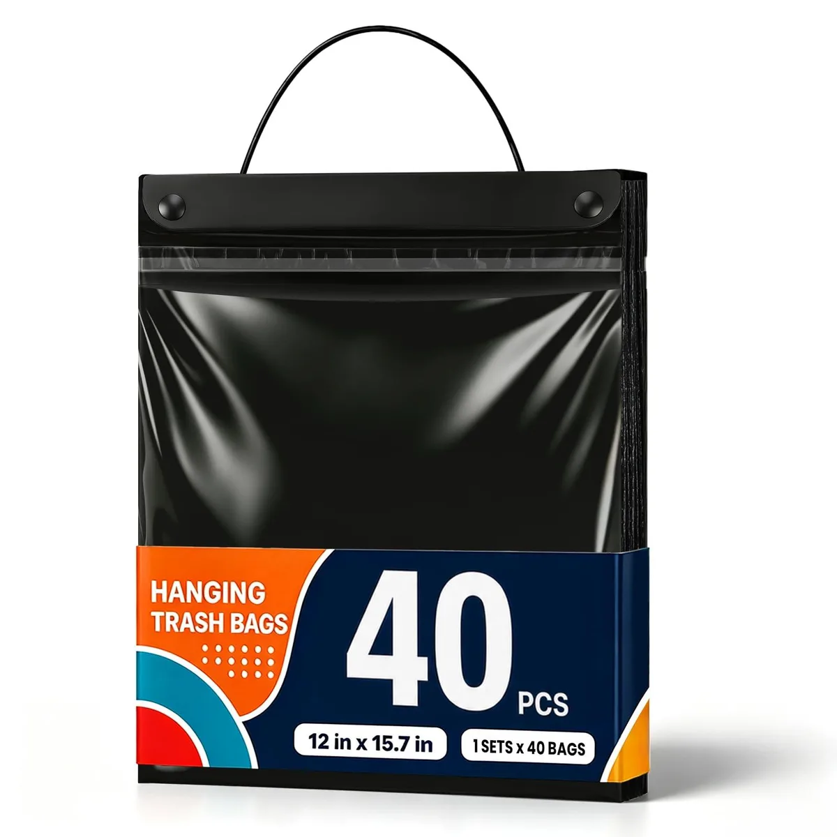  SCTOARIELT Hangingbag 40 Count 2 Gallon Car Trash Bags Black — product photo