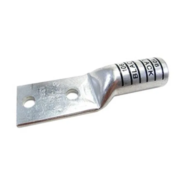 Straight copper lug, tin plated, two holes 1.75 in apart, 750 kcmil