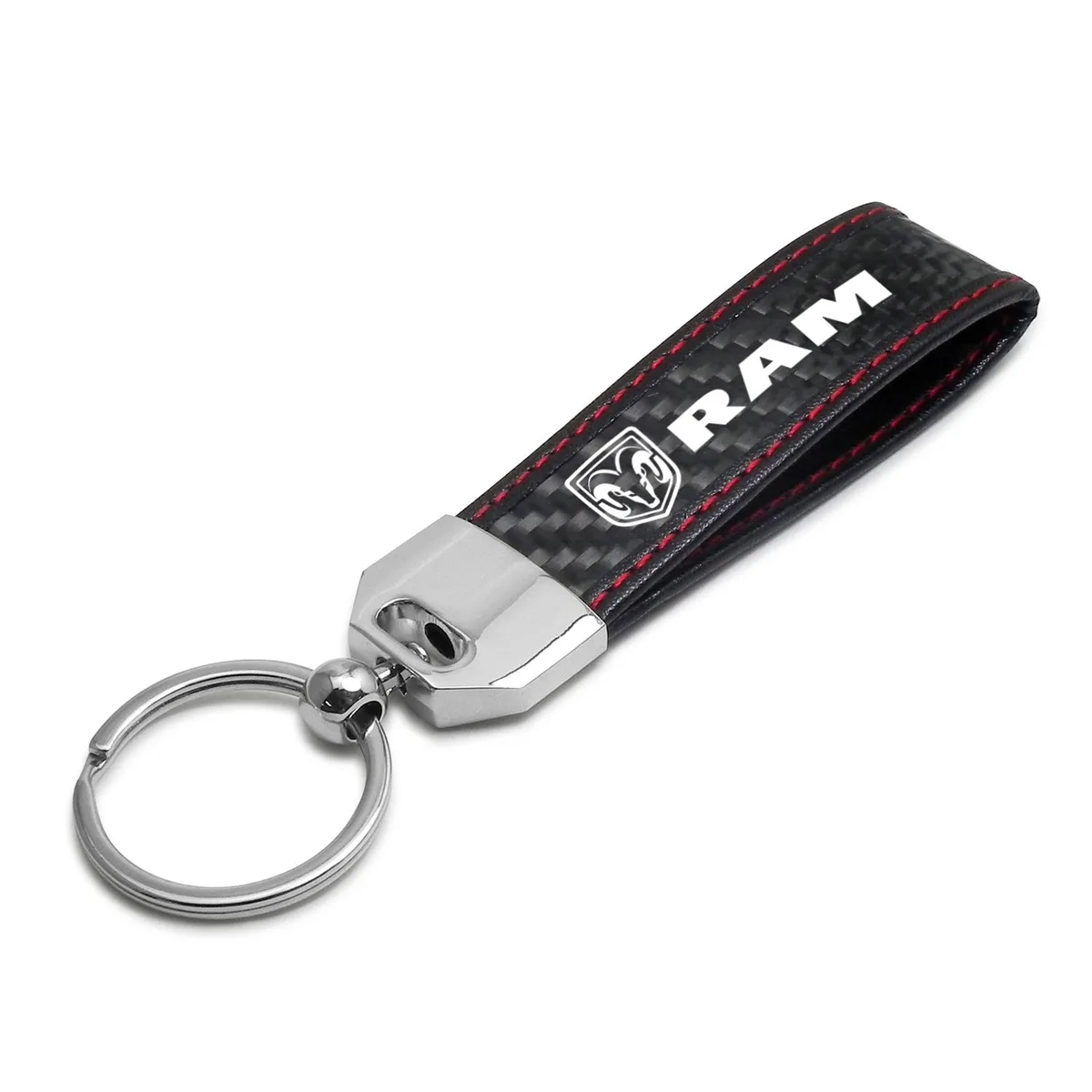 iPick Image, LLC iPick Image, LLC RAM Logo Black Carbon Fiber Loop Strap Key Chain Red Stitching — product photo