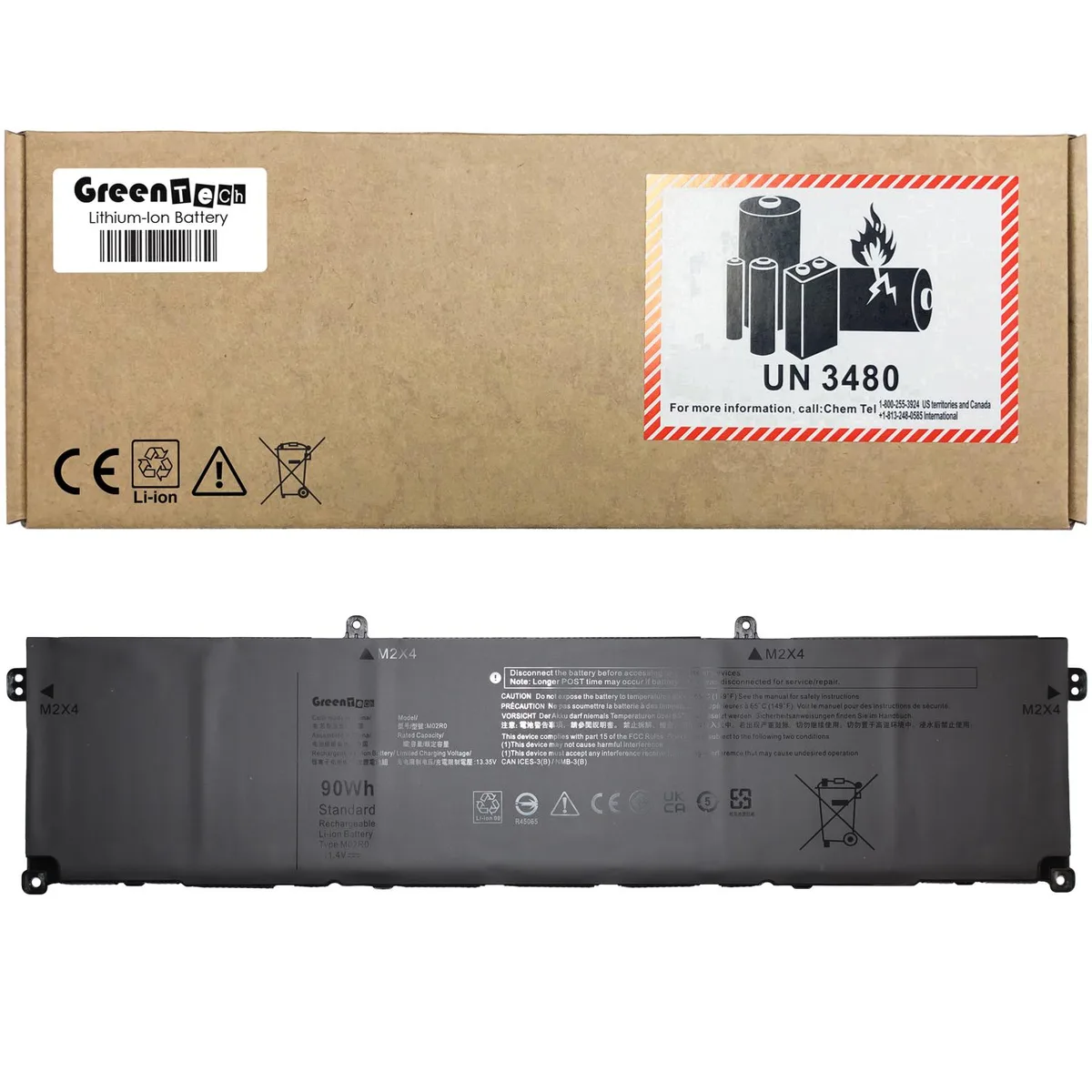 GreenTechLLC GreenTechLLC 11.4V 90Wh 6-Cell Battery Alienware X16 R1 R2 M02R0 HP26N MRWR6 — product photo