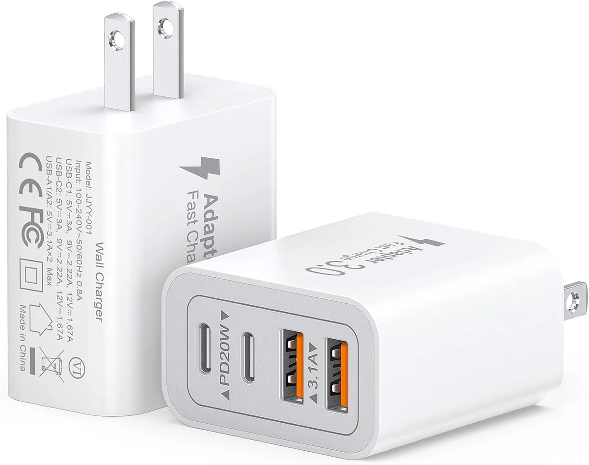 ONITOON ONITOON 40W USB C Charger 2-Pack 4-Port Dual PD QC Wall Adapter — product photo