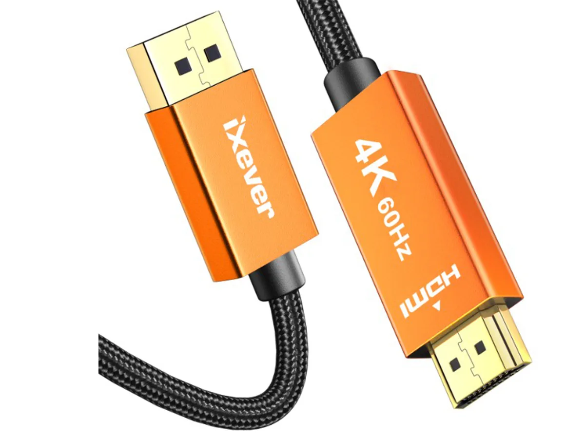 iXever iXever DisplayPort to HDMI cable 6 ft 4K 60 Hz 1080P 120 Hz uni-directional — product photo