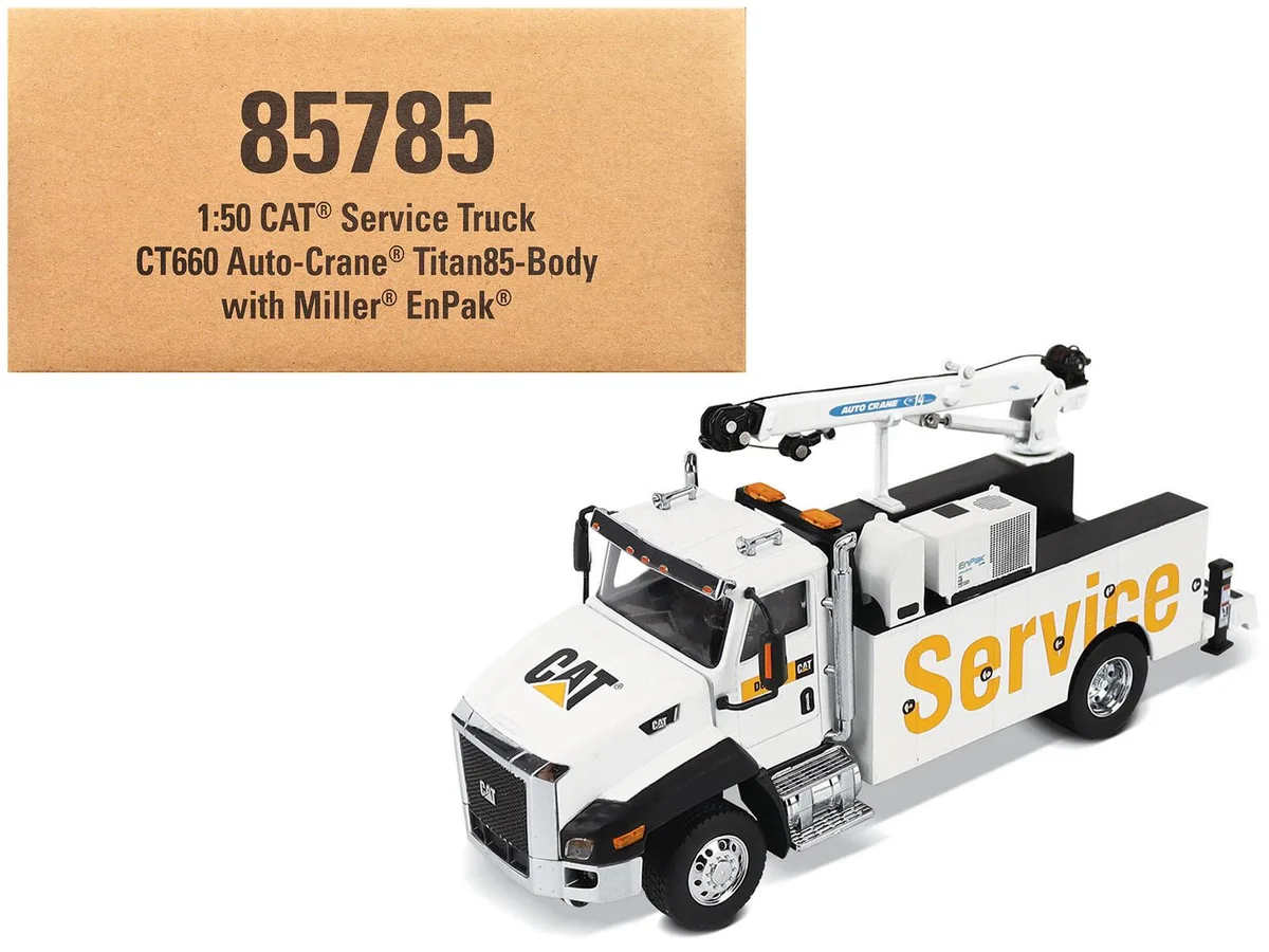 DieCast Masters DieCast Masters CAT CT660 Auto-Crane Titan 85 w/Miller EnPak White 1/50 hobby collectible — product photo