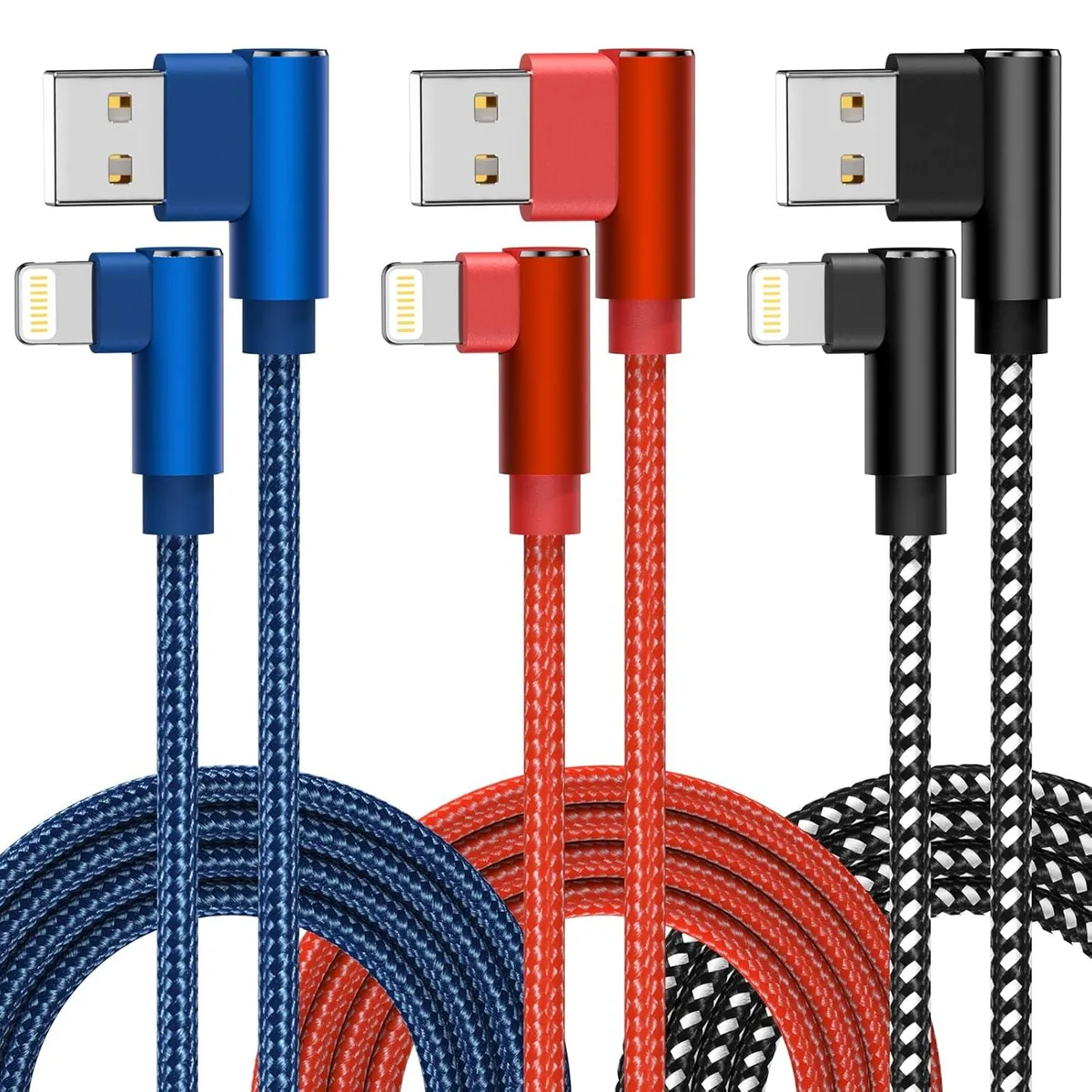 Chopmate Chopmate Lightning Cable 10ft 3 Pack 90 Degree MFi Certified — product photo