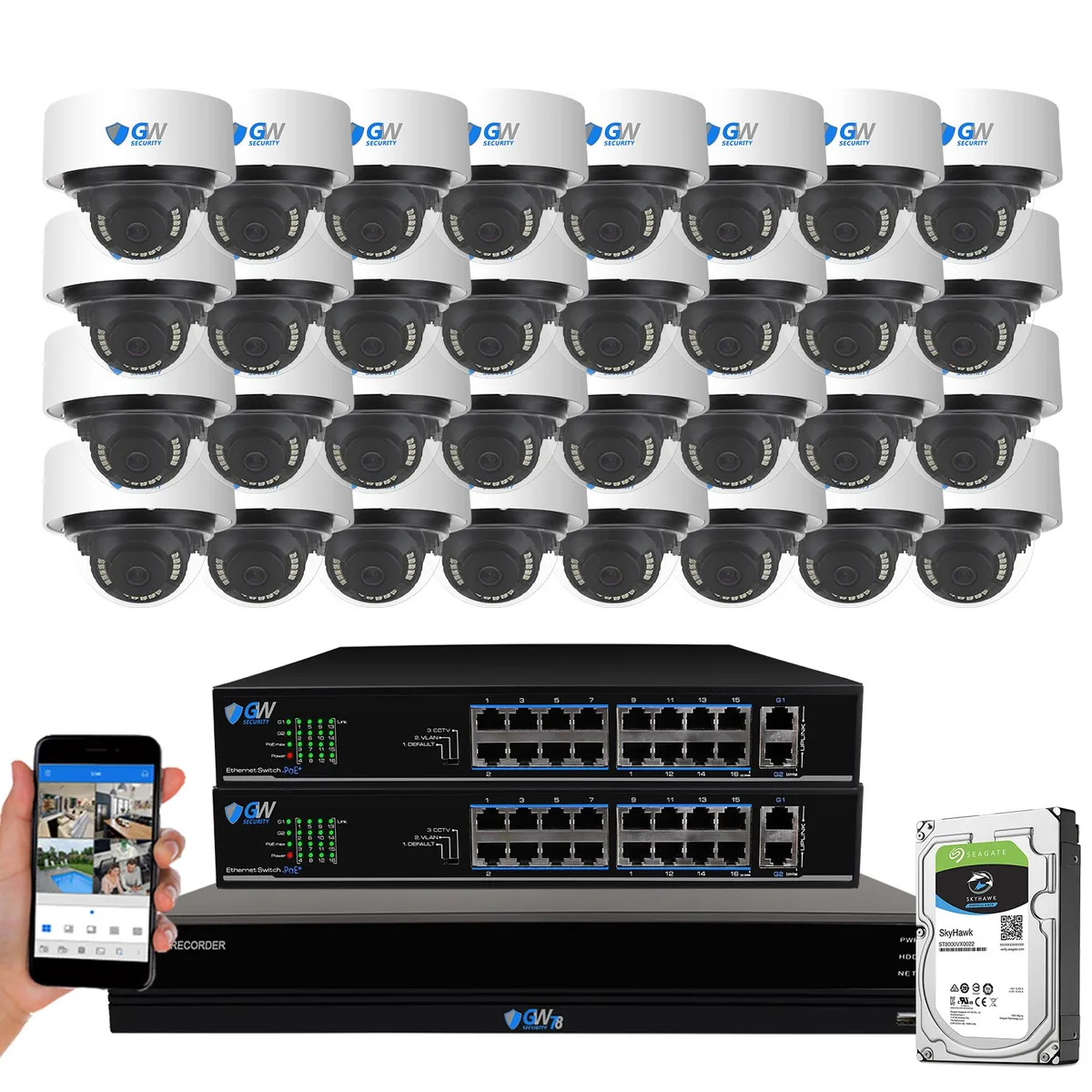 GW Security Inc. GW Security GW7832N 32 Channel 4K NVR Kit 8TB 32 Cameras — product photo