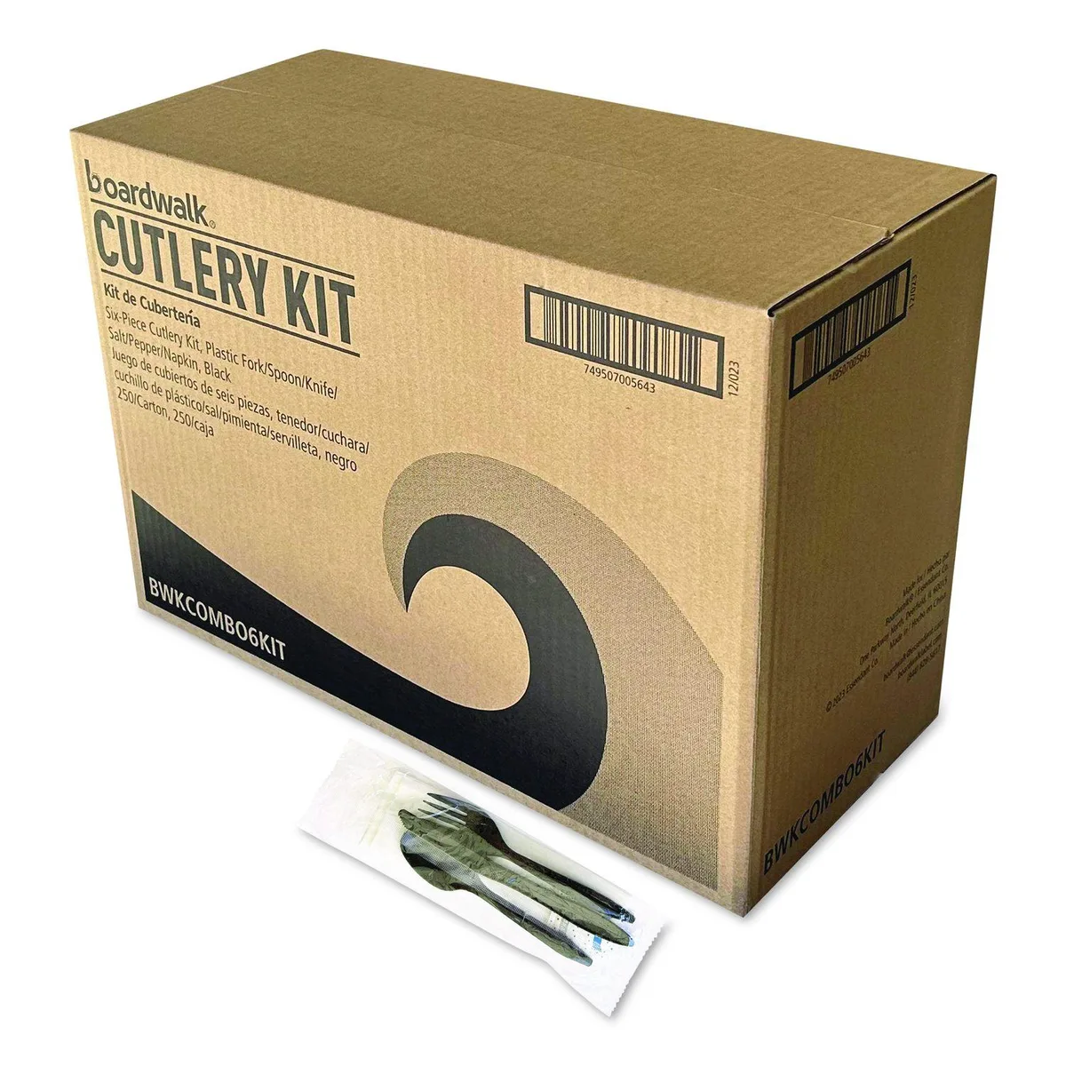 Boardwalk Boardwalk Six-Piece Cutlery Kit Mediumweight 5.86" Black 250/Carton — product photo