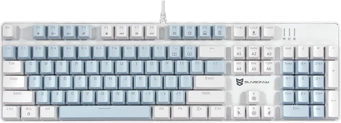 TUKO TUKO 104 Mechanical Gaming Keyboard Blue Switches Hot Swappable White Backlit — product photo
