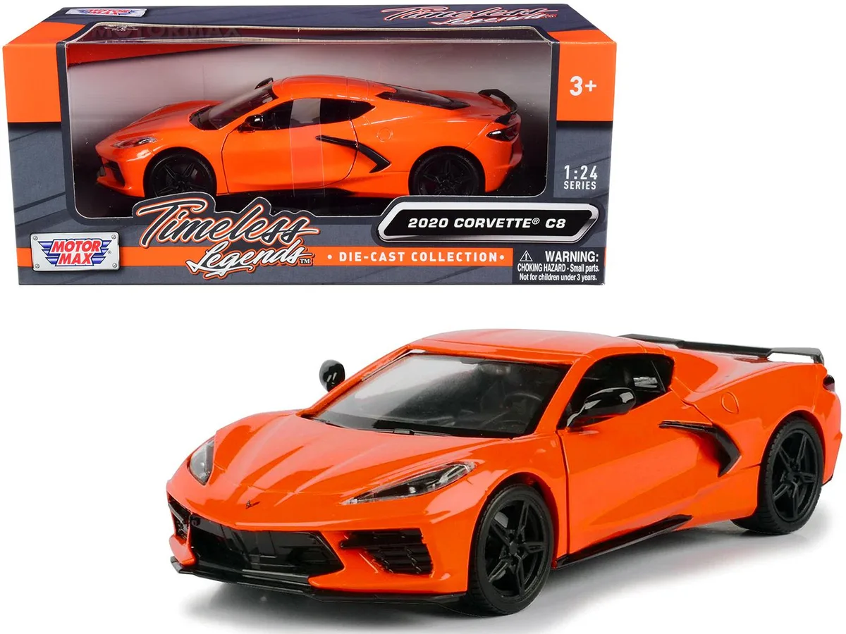 MOTORMAX MOTORMAX 2020 Chevrolet Corvette C8 Stingray Orange Timeless Legends 1/24 Diecast Hobby Collectible — product photo