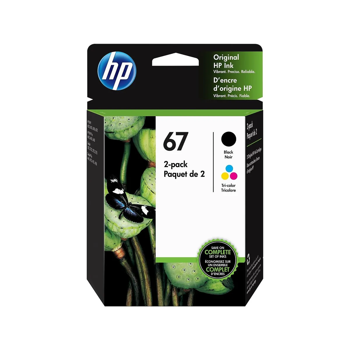 HP HP 67 2-pack Black/Tri-color Original Ink Cartridges 3YP29AN — product photo