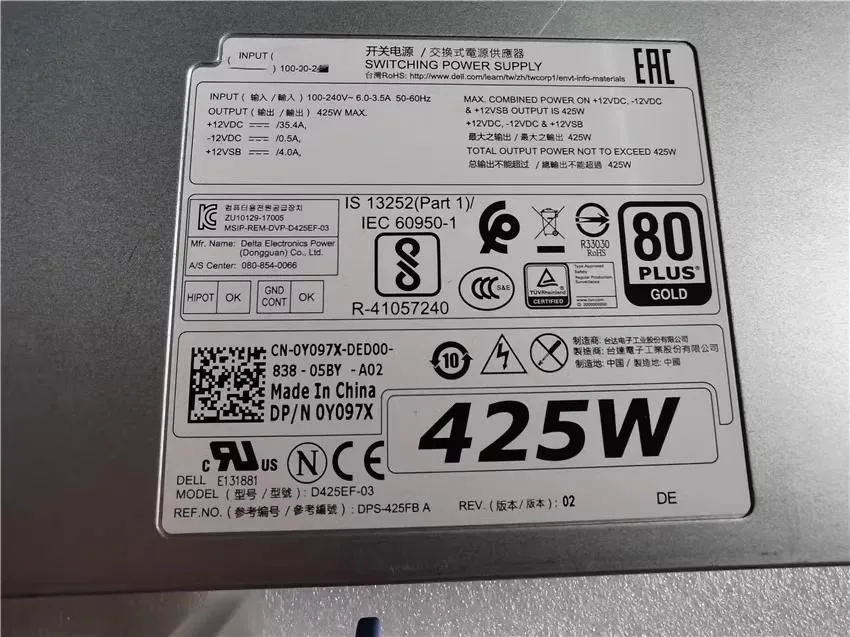 Supersuperuncle Supersuperuncle 425W Server Power Supply D425EF-03 Y097X 3W8F7 — product photo