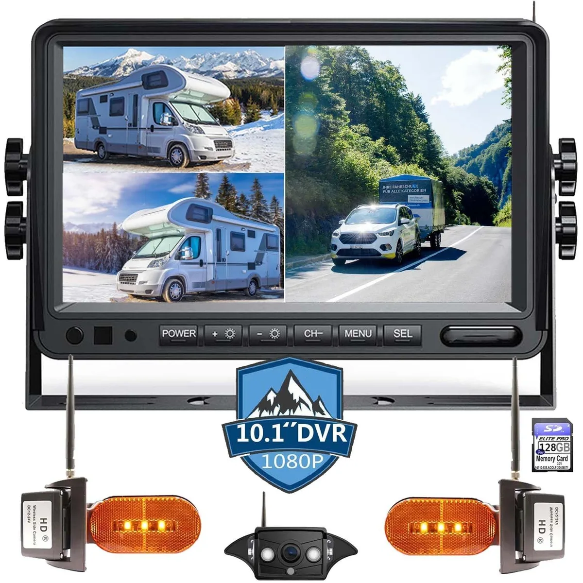ALSEYE ALSEYE 10.1" Wireless Monitor Kit 128GB DVR 3-Camera 12-36V — product photo
