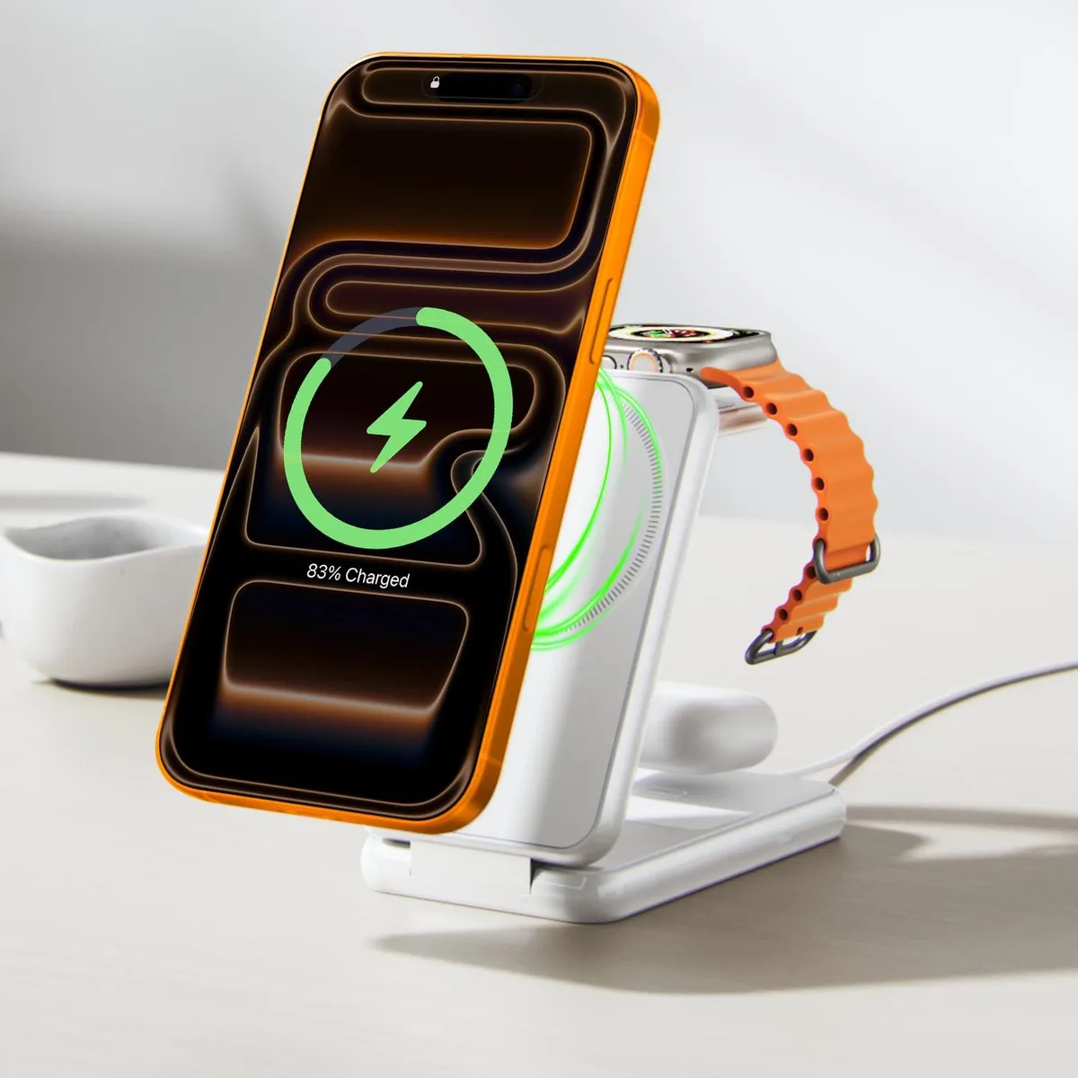  IVANKY 3-in-1 Foldable Magnetic Wireless Charger 15W White (No Adapter) — product photo