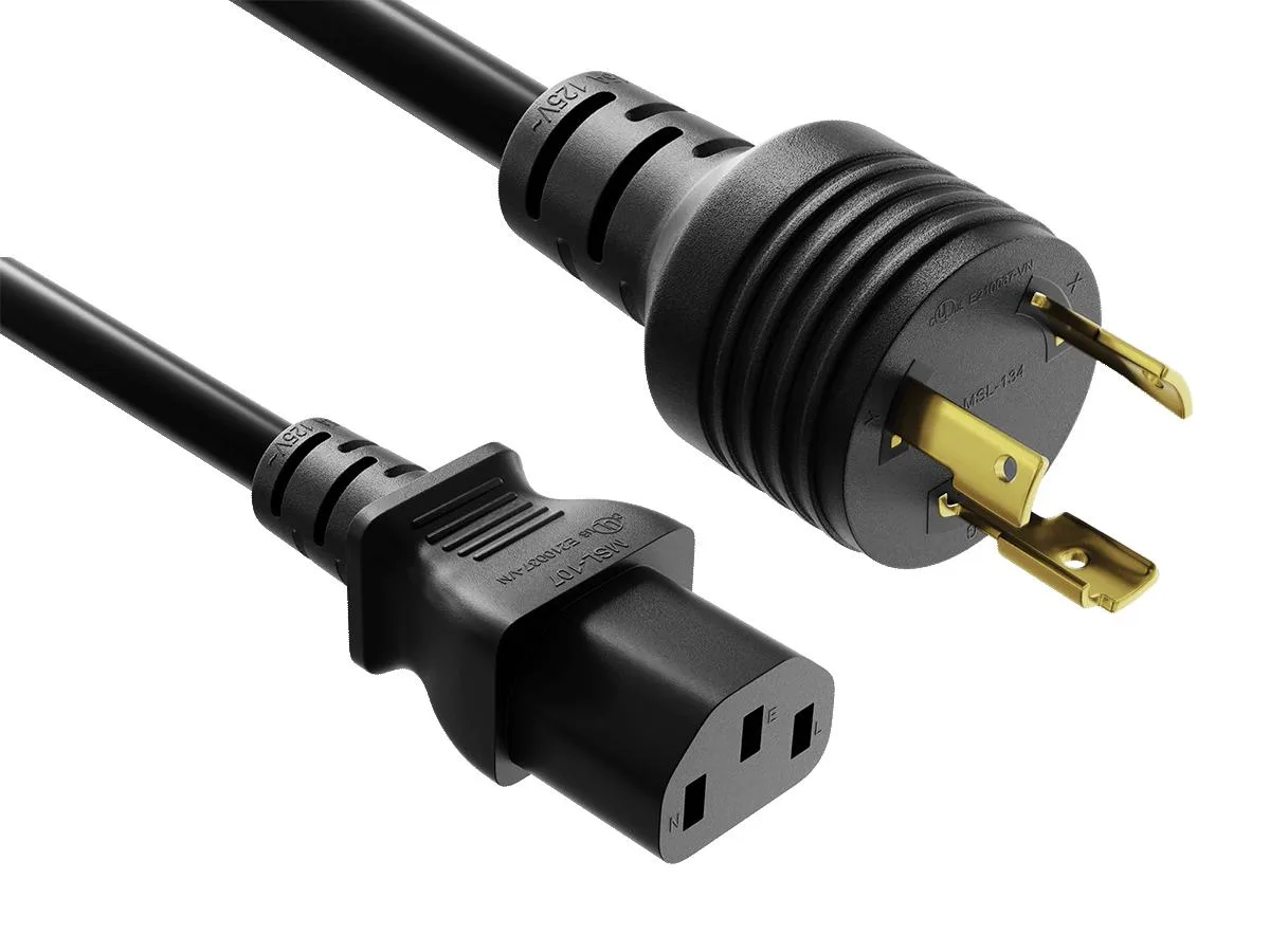 Cable Leader Cable Leader 8ft NEMA L5-15P to C13 Locking Power Cord 14 AWG 15A 125V Black — product photo