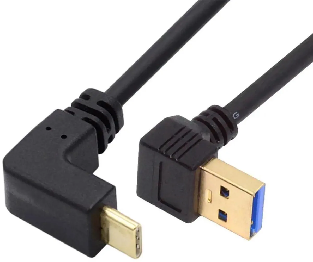 SMUGDESK USB 3.1 cable with up-down angled USB-C and 90° down-angled Type-A connectors