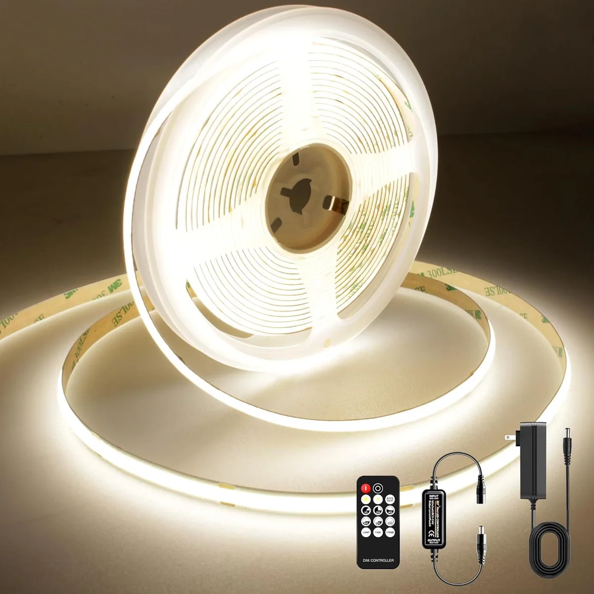 16.4ft flexible COB LED strip on reel, natural white finish