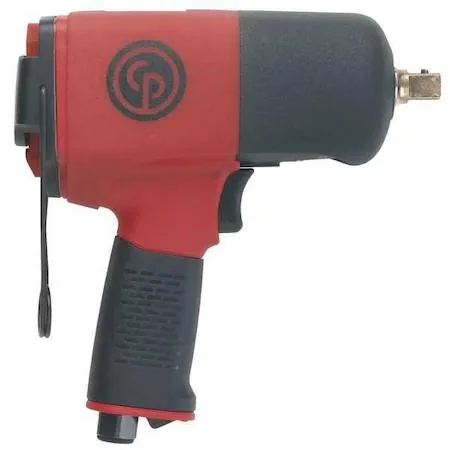 Blue pistol-grip air impact wrench with 1/2 inch drive and rubber grip