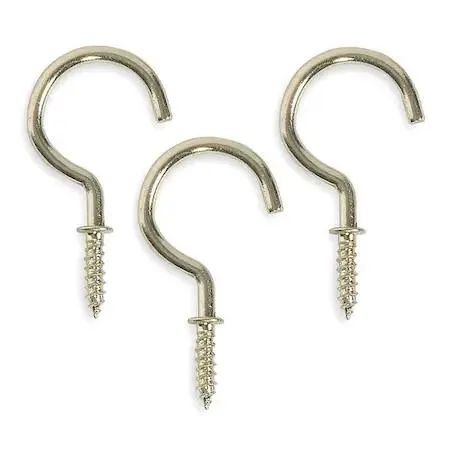 Twenty brass-finished steel cup hooks with screw threads