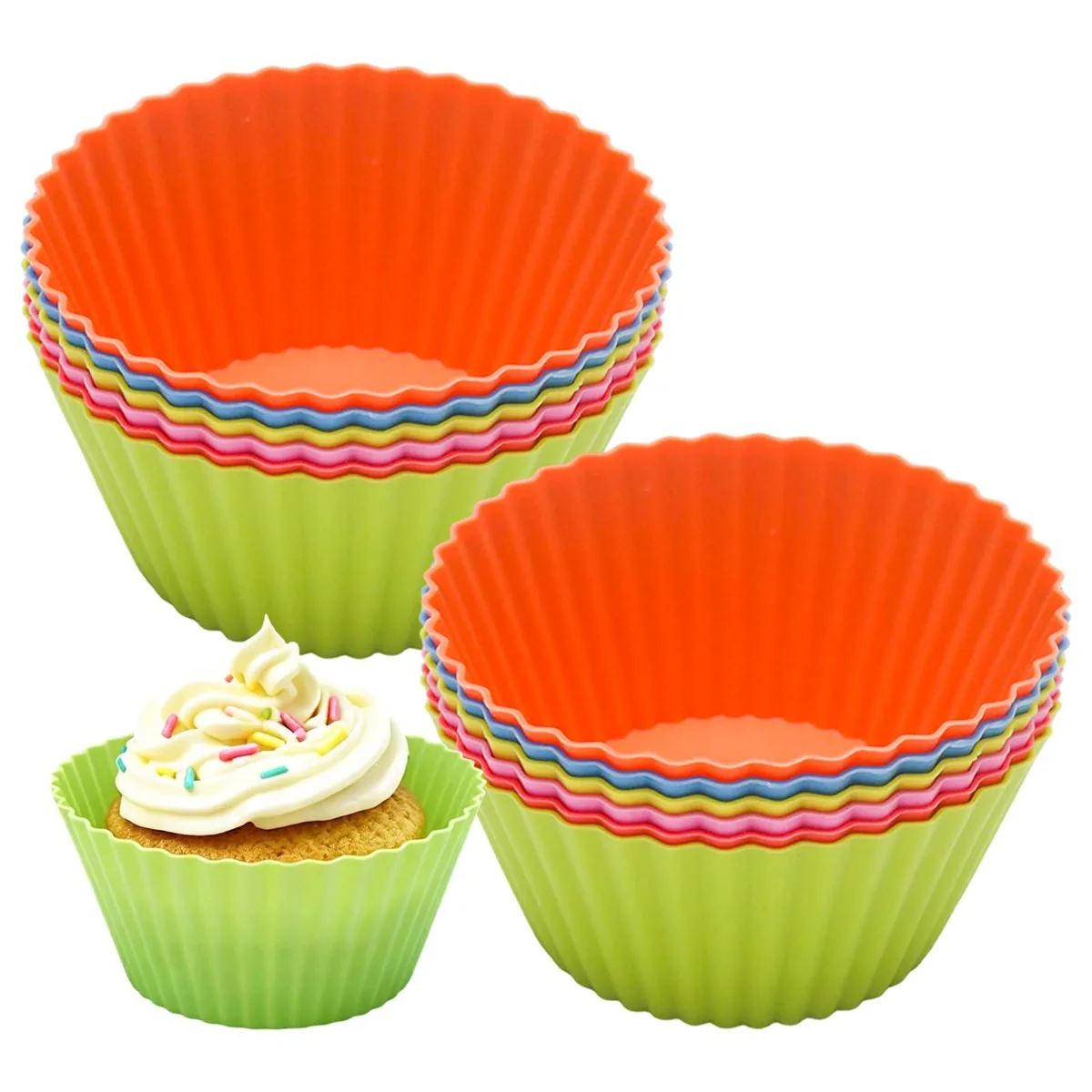 Hxcioy Silicone Baking Cups 12 Pack 3.5 x 2.4 x 1.8 inch — product photo