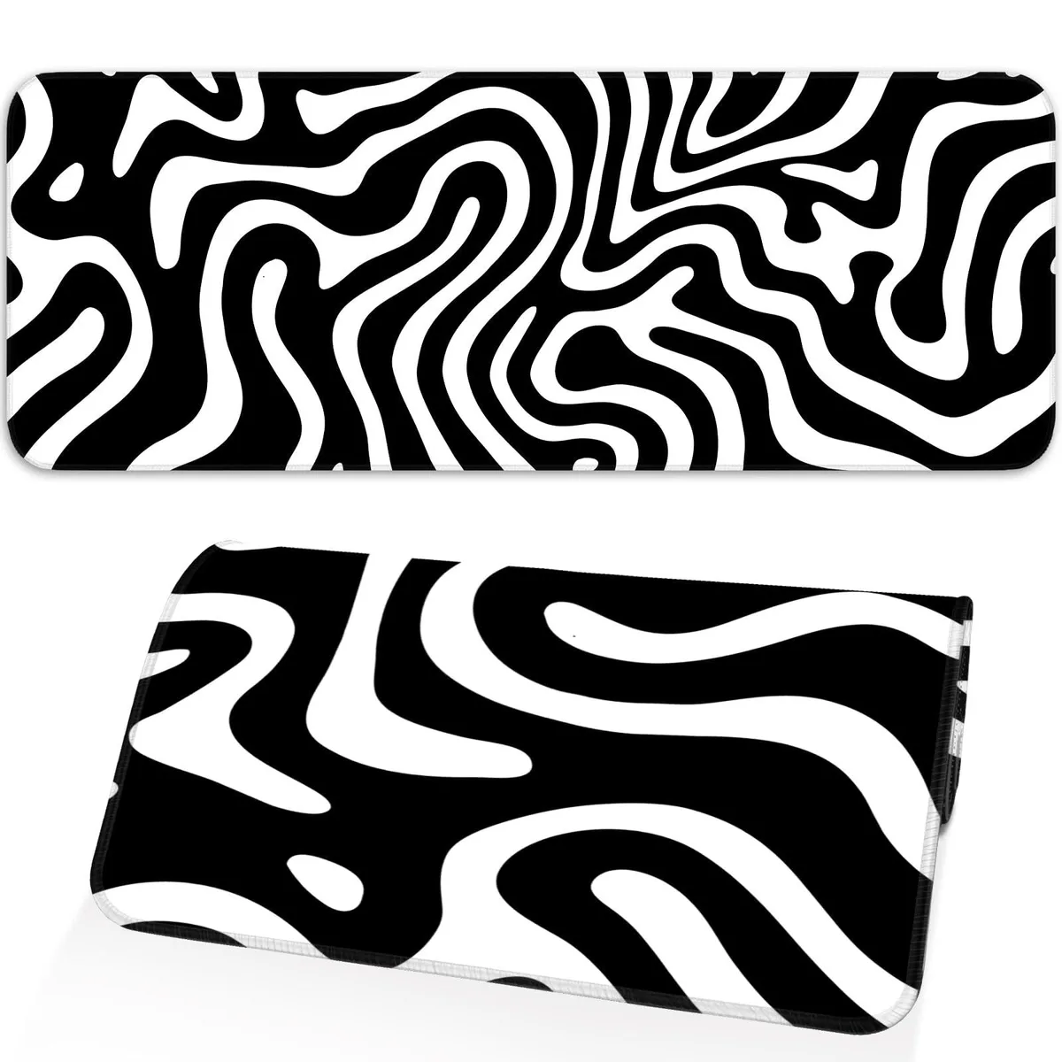 KEHIPI KEHIPI Mouse Pad 31.5x11.8 Inch Black and White Abstract Waves — product photo