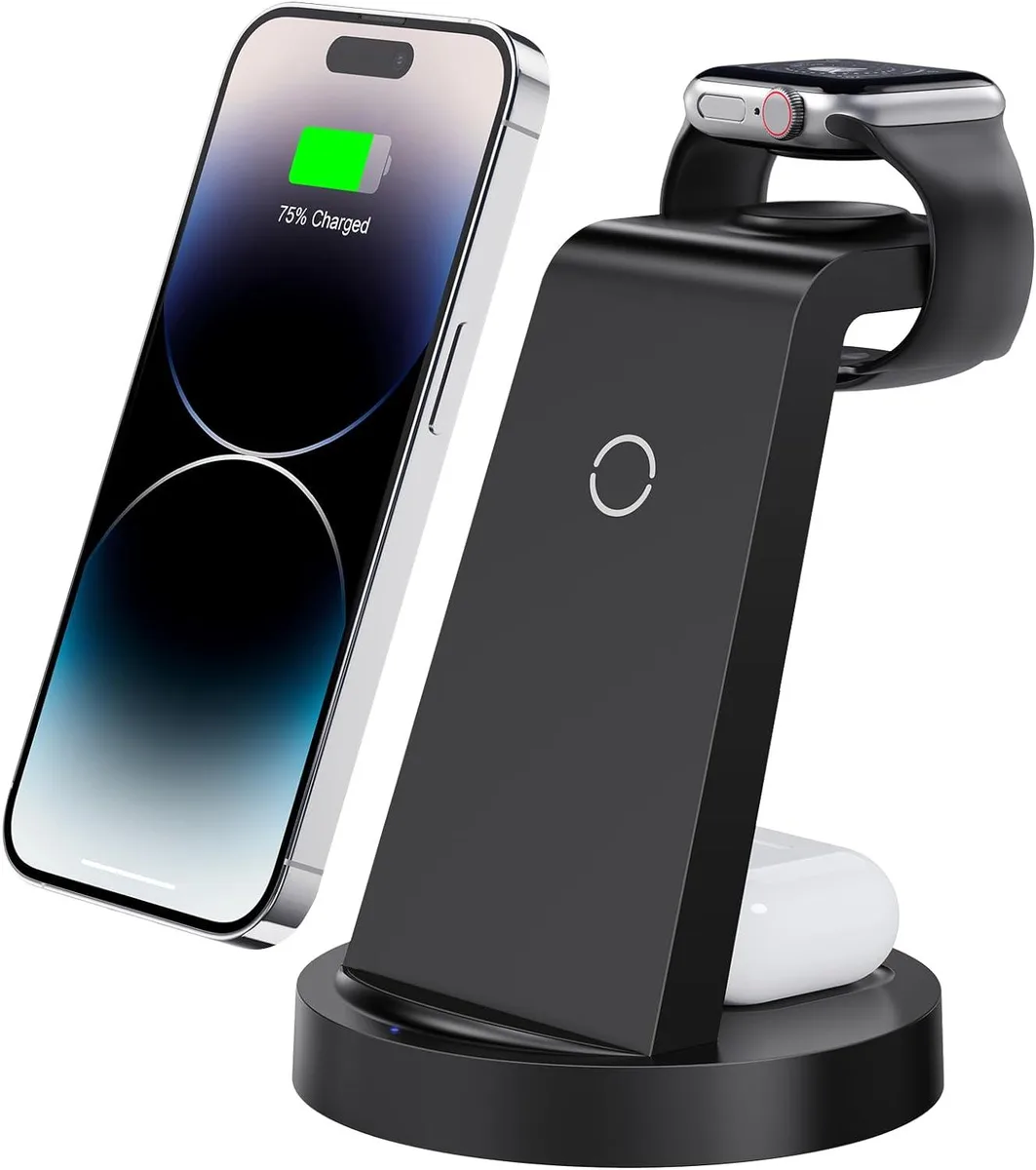 KINGARD KINGARD 3 in 1 Wireless Charger iPhone 16e 16 15 14 13 12 11 X Pro Max Watch AirPods 4 3 Pro — product photo