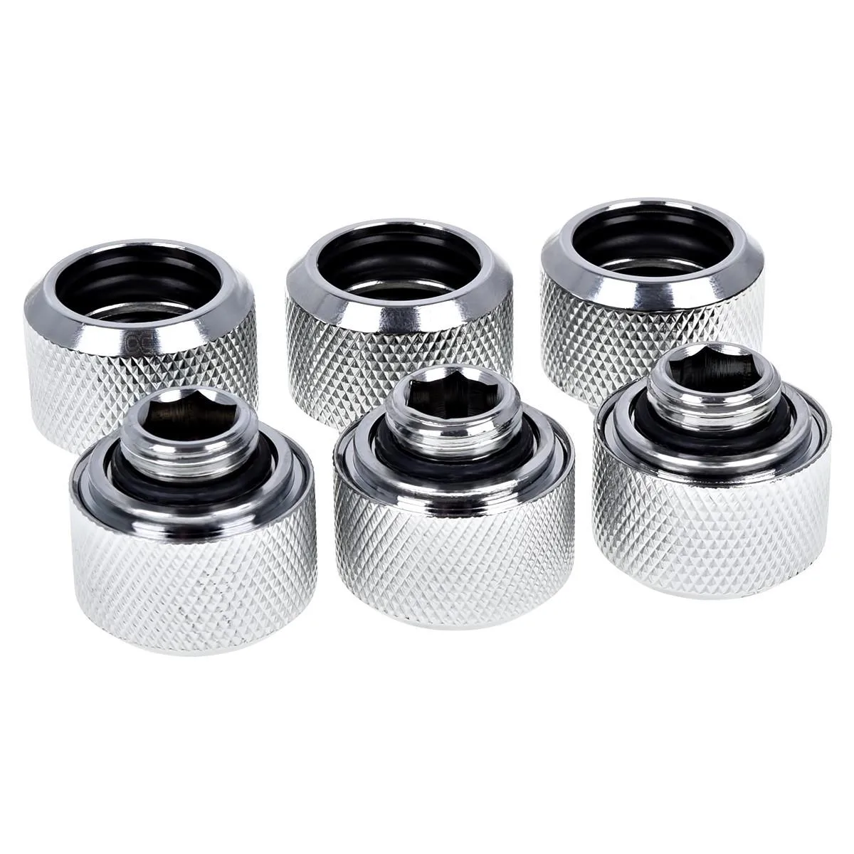 Alphacool Alphacool Eiszapfen G1/4" 16mm OD Chrome HardTube Fitting 6-pack 17378 — product photo