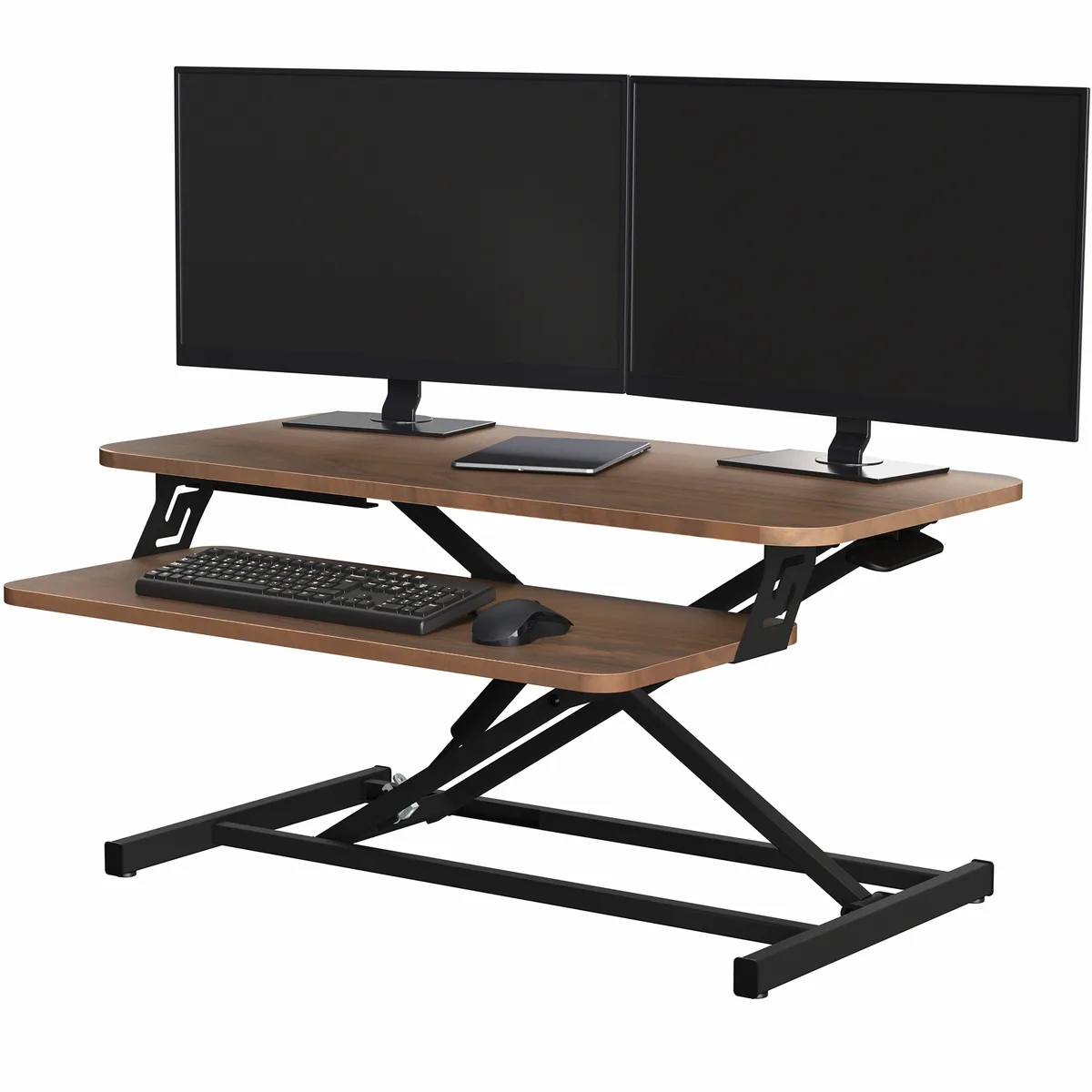 VIVO VIVO Height Adjustable 32" Standing Desk Monitor Riser Dark Walnut Black — product photo