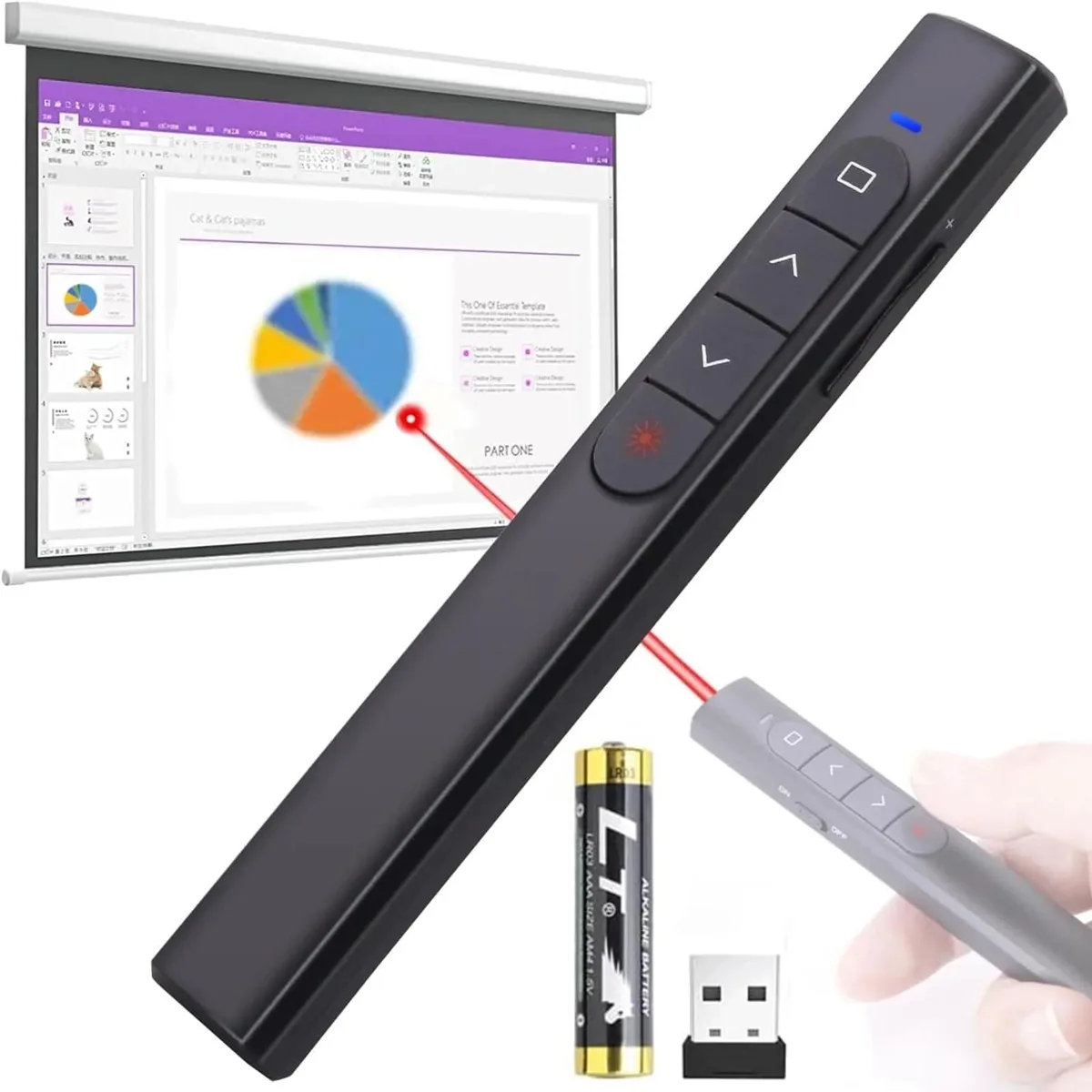 ZIQIAN ZIQIAN Black-AAA Presentation Remote 100m/328ft Red Laser — product photo