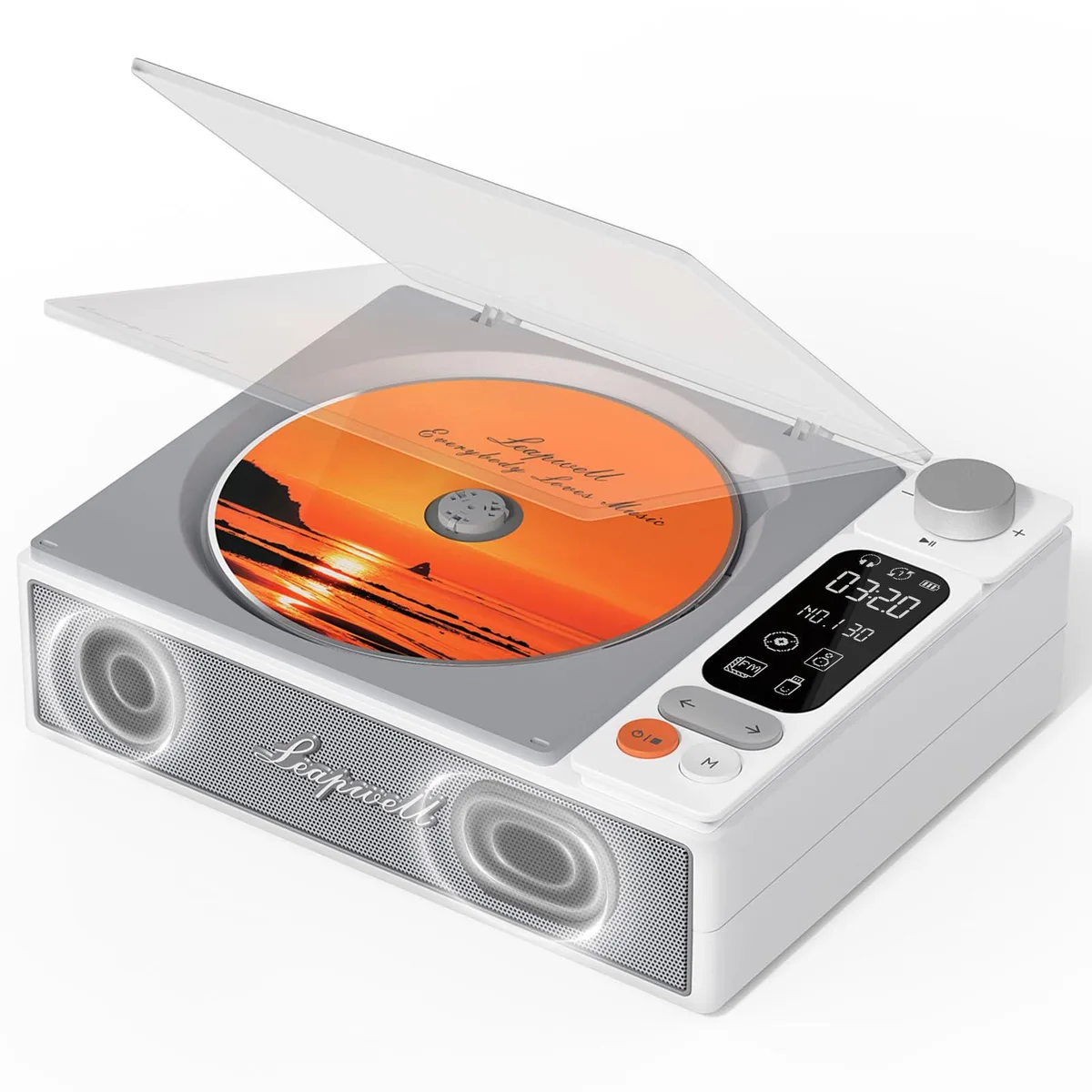  Leapwell L-CD202 CD player White 7.3x5.7x2.5in 1.41lb 4000mAh 4.5h — product photo