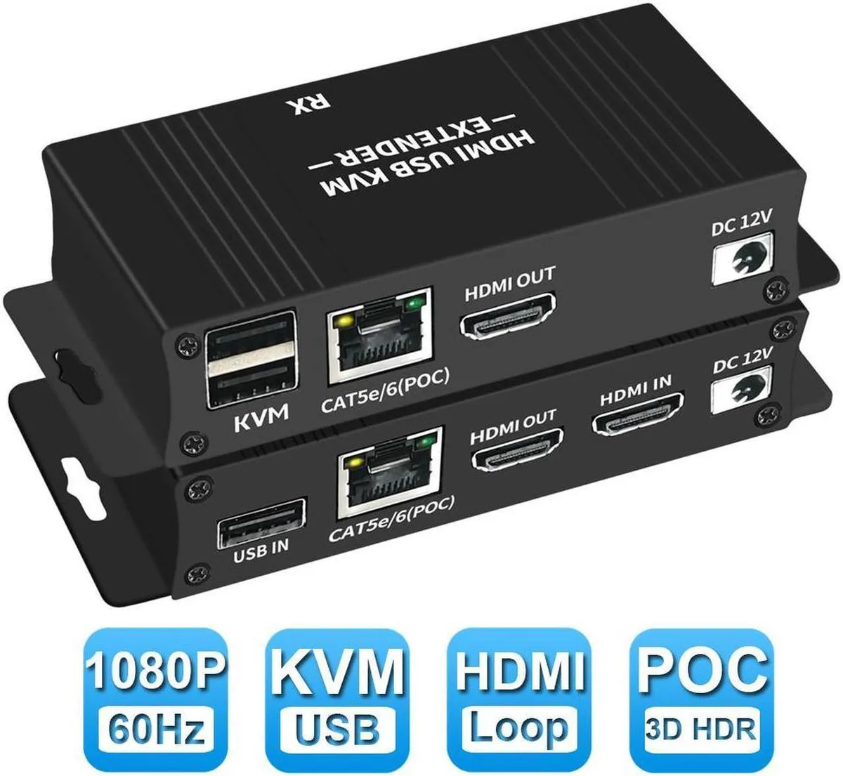 Vszerda Vszerda HDMI KVM Extender 1080p 60m Cat6 POE Loop Out — product photo