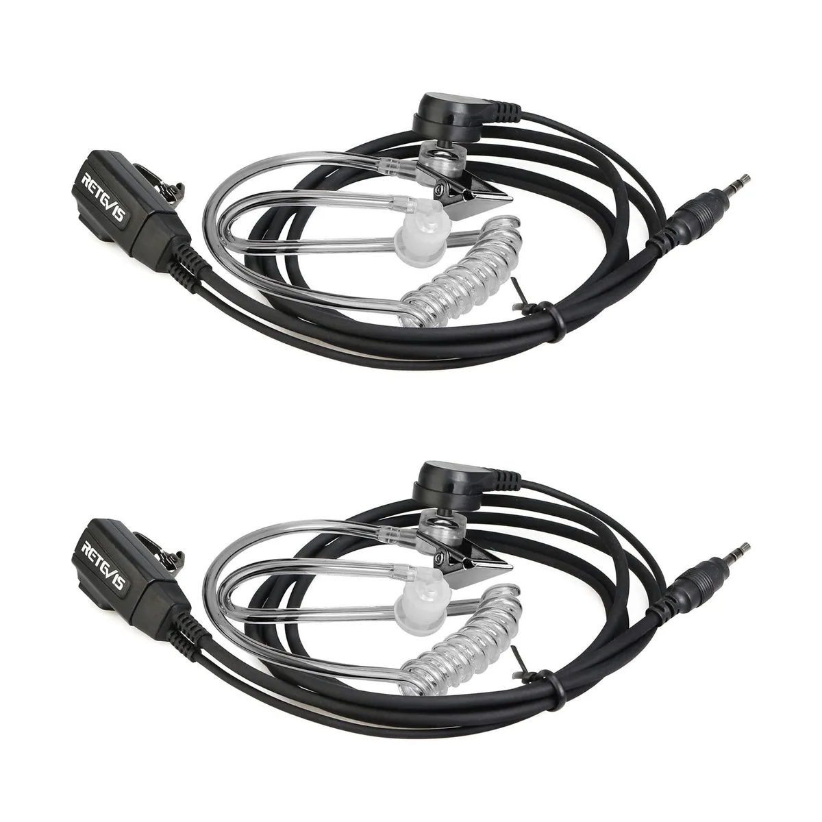 KEHIPI KEHIPI RB48 Two-Way Radio Earpiece 1 Pin 2.5mm Transparent Acoustic Tube 360° Clip 2 Pack — product photo