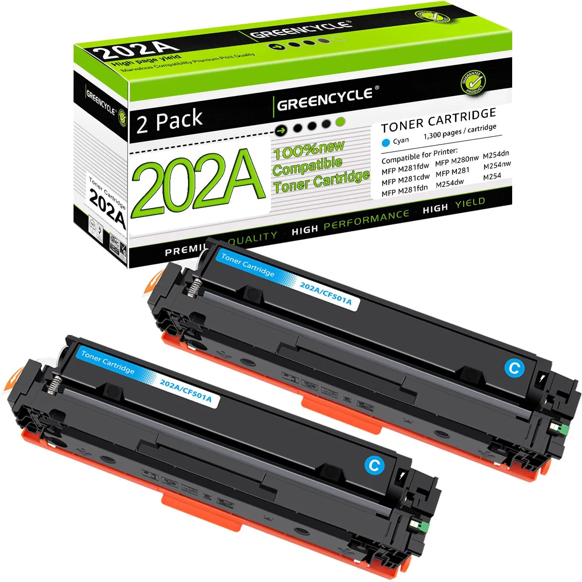 GREENCYCLE GREENCYCLE 202A Cyan Toner Cartridge 2-Pack 1300 pages — product photo