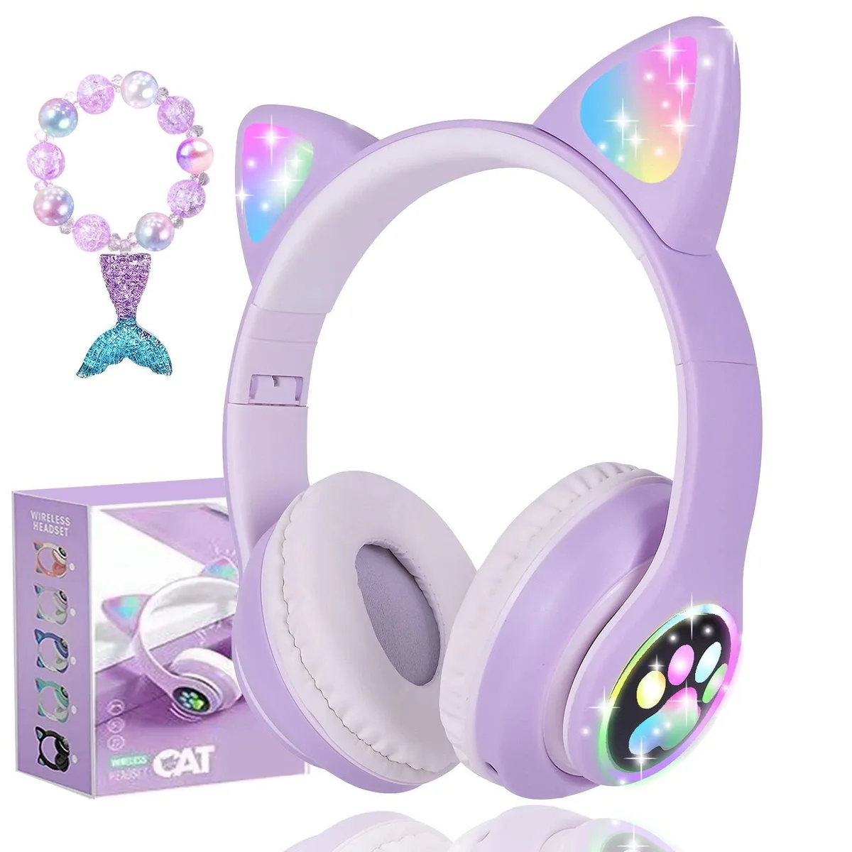  kuyaon YD-01 Purple Cat Ear Bluetooth 5.0 Headphones — product photo