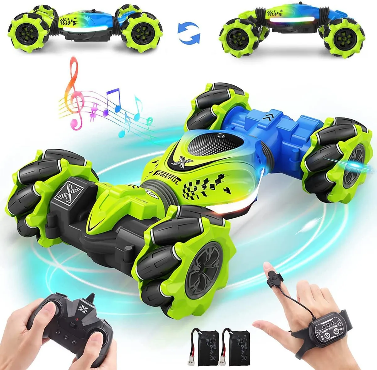 usbroway usbroway Gesture RC Stunt Car 2.4GHz 3-Mode 4WD Lights Music 2 Batteries 30/60min — product photo