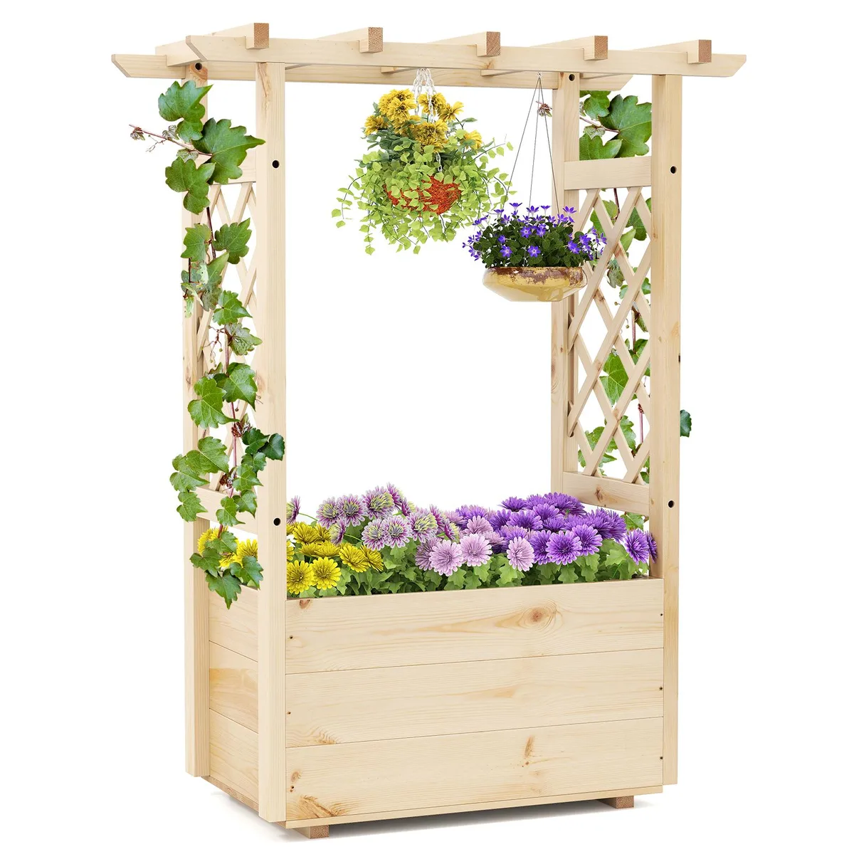 SlickBlue SlickBlue Raised Garden Bed Wooden Elevated Planter Box with Hanging Roof 31 inch — product photo