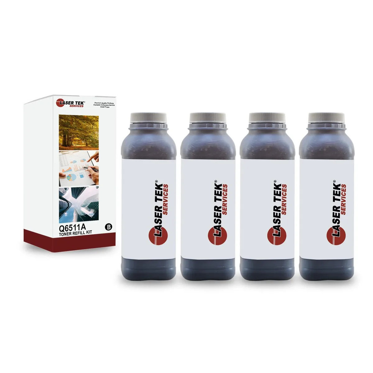 Laser Tek Services Laser Tek Services 4PK Black Toner Refill for HP 11A Q6511A LaserJet 2420 2430 — product photo