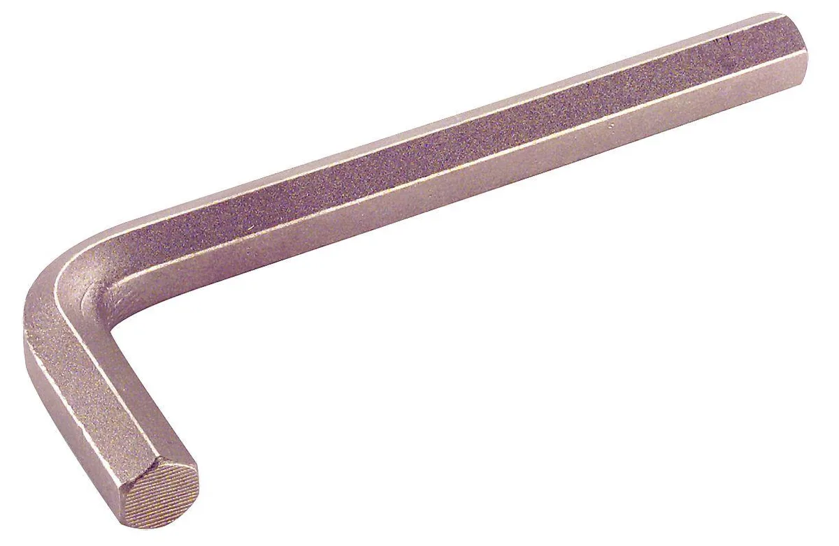 Unfinished SAE hex key, 7/32 inch tip, short L-shape, non-sparking non-magnetic alloy