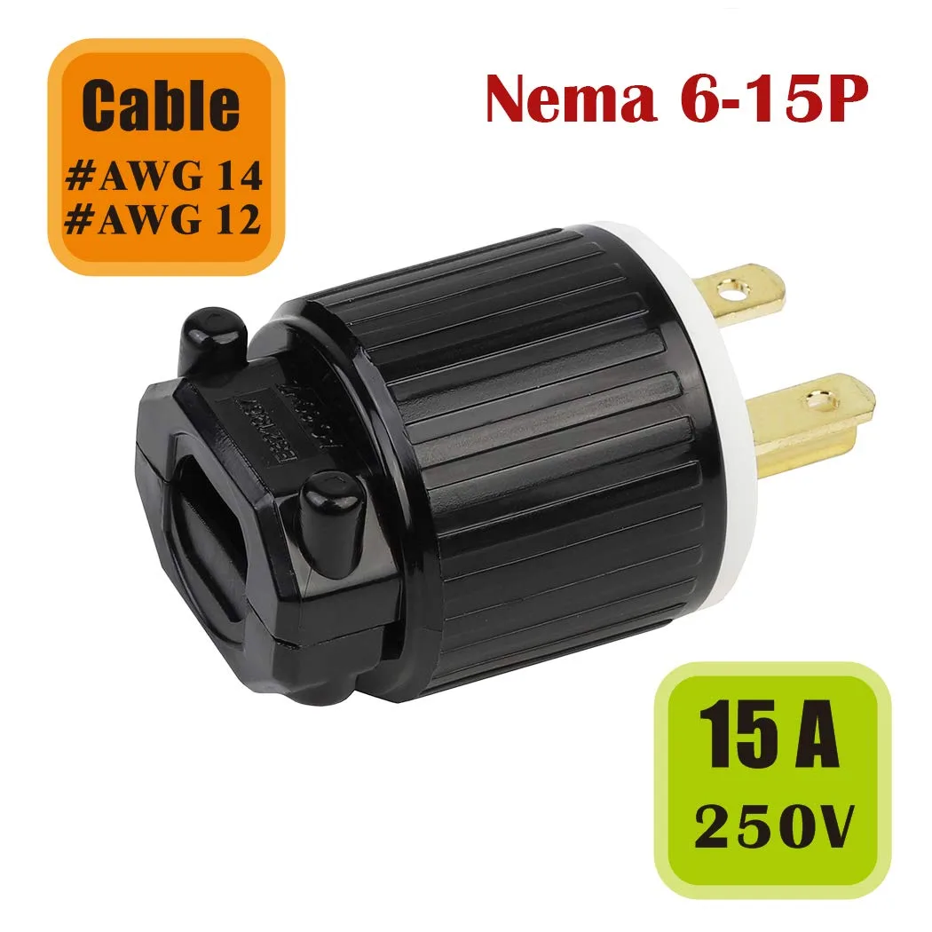 TeKit TeKit 6-15P NEMA 6-15P Male Plug Green 15A 250V computer power cord — product photo