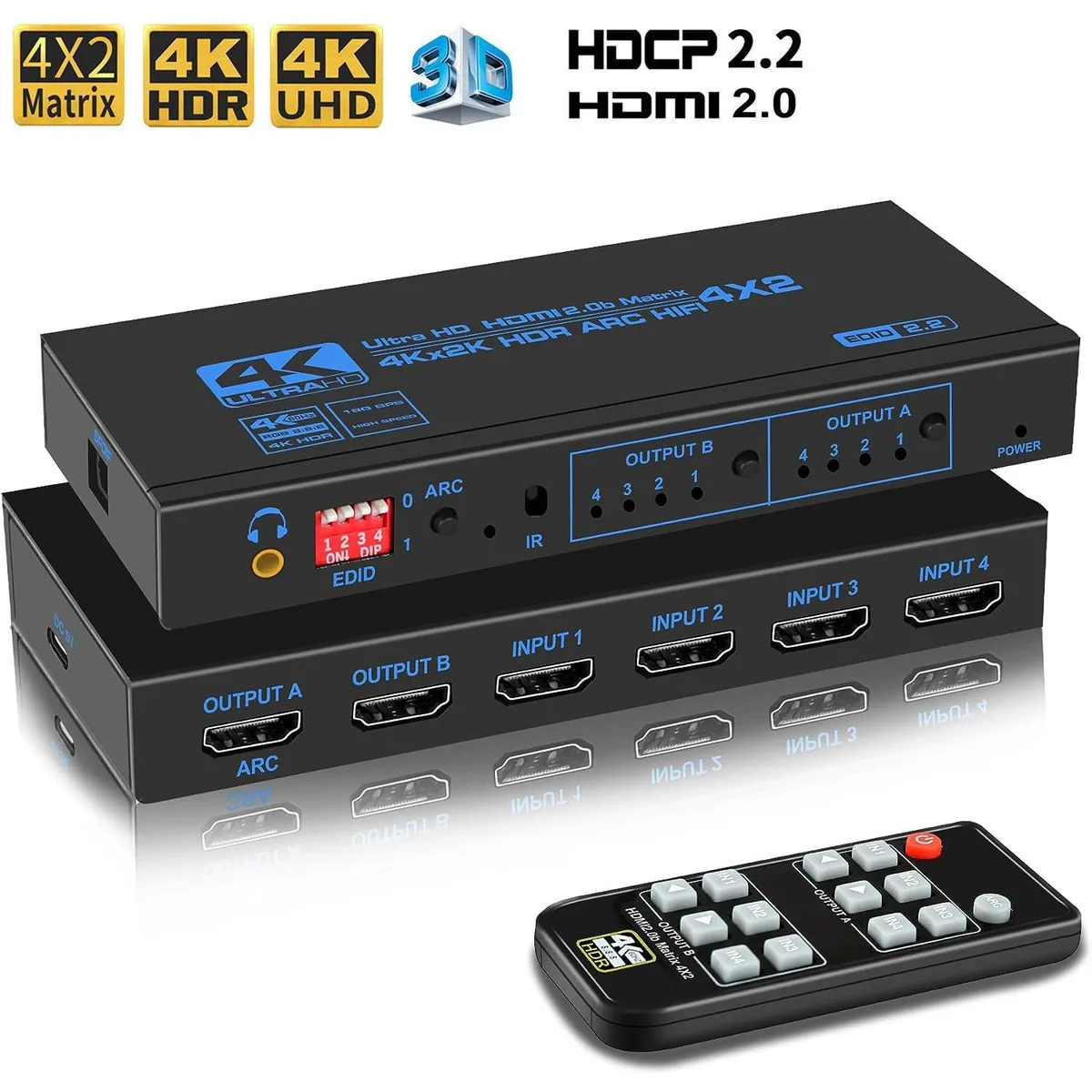 LUOM LUOM 4x2 HDMI Matrix Switch Black OZJ2-1 — product photo