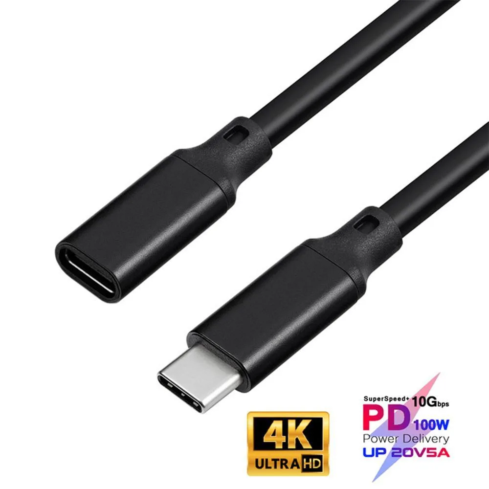 WRIARICH WRIARICH USB C Extension Cable 6.6ft 100W 20Gbps 4K 60Hz Black — product photo