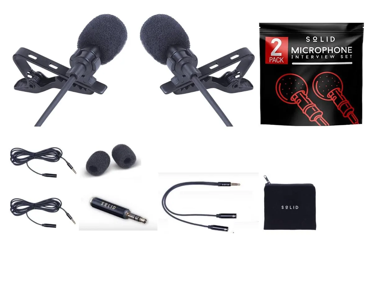 Solid Clip-On Lavalier Lapel Microphone 2 Pack Set — product photo