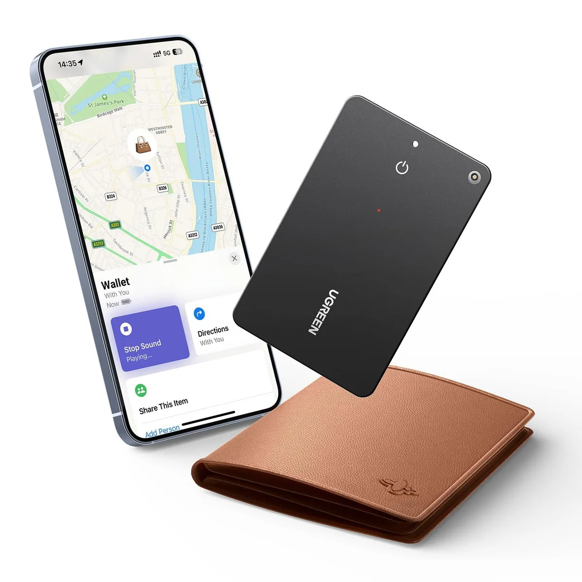 Airwheel FineTrack Slim Wallet Tracker Card 1.7mm White iOS — product photo
